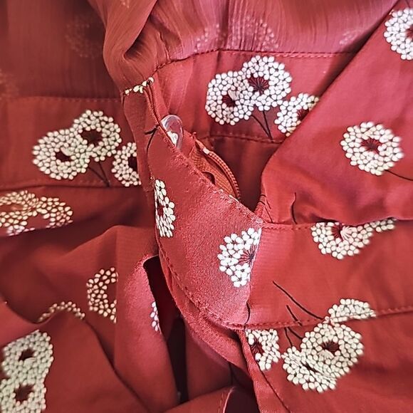 LOFT Women's Floral Wrap Romper rust Dark Red Size 10 - Picture 7 of 11